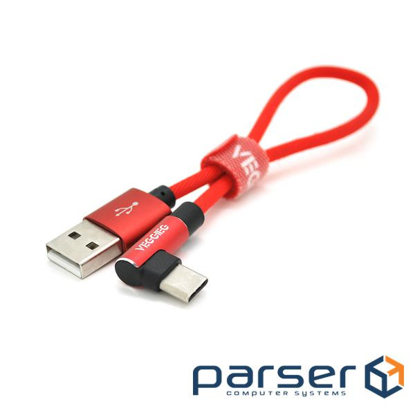 Кабель VEGGIEG UT-20R, Type-C, 2.4A, Red, довжина 0,2 м , BOX (YT-UT-20R)
