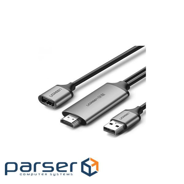 Кабель мультимедійний USB to HDMI 1.5m gray Ugreen (50291)