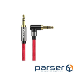 Кабель мультимедійний 3.5mm M to 3.5mm M 1.5m 90 corner red Essager (EYP35-WTA09)
