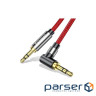 Кабель мультимедійний 3.5mm M to 3.5mm M 1.5m 90 corner red Essager (EYP35-WTA09)