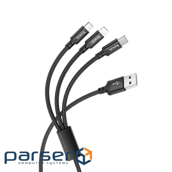 Кабель HOCO X14 3-in-1 Times speed charging cable iP+Micro+Type-C Black (6931474719157)