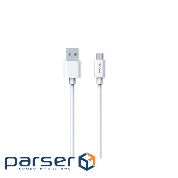Дата кабель USB 2.0 AM to Micro 5P 2.4A white Proda (PD-B72m-WHT)
