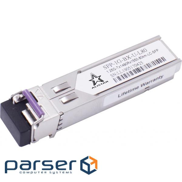 Модуль SFP Alistar Модуль SFP 1000BASE-BX 1SM WDM LC 80KM TX1490/RX1550nm DDM (SFP-1G-BX-U-L80)