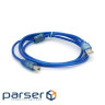 Кабель USB 2.0 RITAR AM / BM, 1.5m, 1 ферит, прозорий синій Q250 (7377)