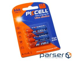 Батарейка лужна PkCell 1.5V AAA/LR03-4B 4 шт (511928)