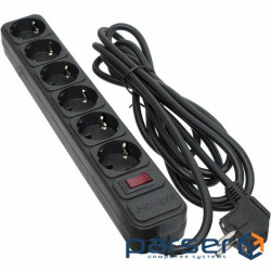Mains filter PATRON 3.0 m3*1.5mm2 (SP-1663) 6 розеток BLACK (EXT-PN-SP-1663)