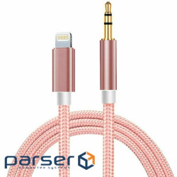 Кабель AUX Lightning - TRS Audio 3.5мм Male/Male 1м Pink (S0992)