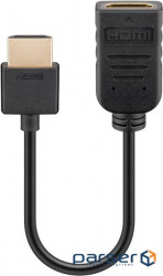 Кабель монітора-подовжувач HDMI M/F 0.1m,HS+HEC+ARC v2.0 4K@60Hz HDR Flex,чорний (75.04.9979-1) (75.04.9979-1)