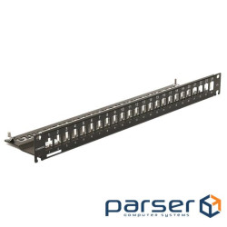 Connecting patch panel for 24 Keystone 19 modules, 1U, black , Corning (MAXCSV-02408-C001)