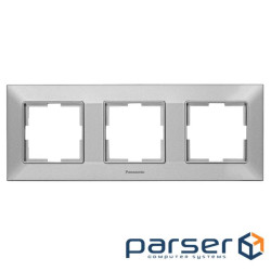 Рамка Panasonic Arkedia Slim потрійна, горизонтальна, срібна (WNTF08032SL-UA) (WNTF08032SL-UA)