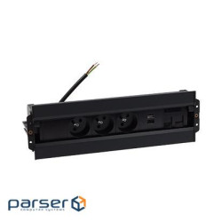 Врізн роз блок S486: 1x220В, зар прист 1хUSB-CC, 1xUSB-A, 1хHDMI, чорний (48630F10B0F0100-44)