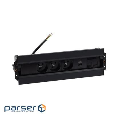 Врізн роз блок S486: 1x220В, зар прист 1хUSB-CC, 1xUSB-A, 1хHDMI, чорний (48630F10B0F0100-44)