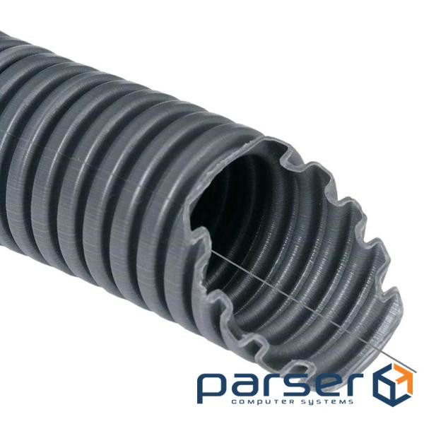 Труба гофрована електромонтажна з протяжкою темно-сіра Kopos 750N/5см 20мм ПВХ Бухта 50 м 