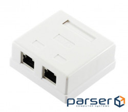 Розетка RJ45 (сетевая), 2-портовая FTP, белая, 6E категория, Ritar (12473)