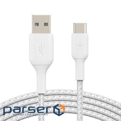 Дата кабель USB 2.0 AM to Type-C 1.0m BRAIDED white Belkin (CAB002BT1MWH)