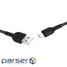 Кабель HOCO X20 USB to Type-C 3A, 2m, PVC, TPE connectors, Black (6957531068907)