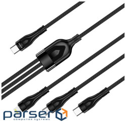 Кабель ColorWay Lightning + micro USB + USB Type-C (M/M), 3.0 А, 1.2 м , Black (CW-CBPDU3060-BK)