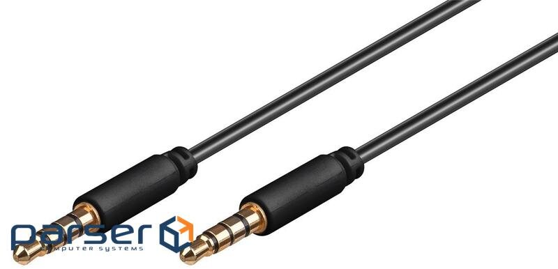 Кабель аудіо-сигнальний Jack 3.5mm 4pin M / M 1.0m, Apple Shielded Cu, чорний (75.06.3826-1)