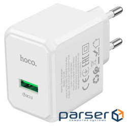 СЗУ 110-240V HOCO CS12A 1xUSB, 18W, White, Blister (HOCO CS12A / W)