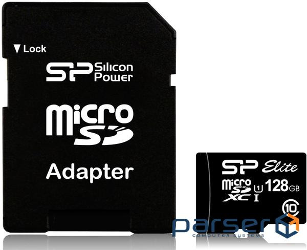 USB накопичувач SILICON POWER microSDXC 128 GB Class 10 UHS-I Elite + адаптер (SP128GBSTXBU1V10-SP)