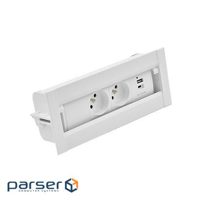Розетк блок Simon486: 2x250В тип F, зарядн пристрій 2xUSB тип A+C, білий (48630F20B000000-33)