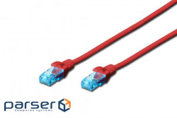 Патч-корд 2E CAT 5e, UTP, 3м, 26AWG, RJ45, 7/0.16, Cu, LSZH, червоний (2E-PC5ECU-3LSZH-RED)