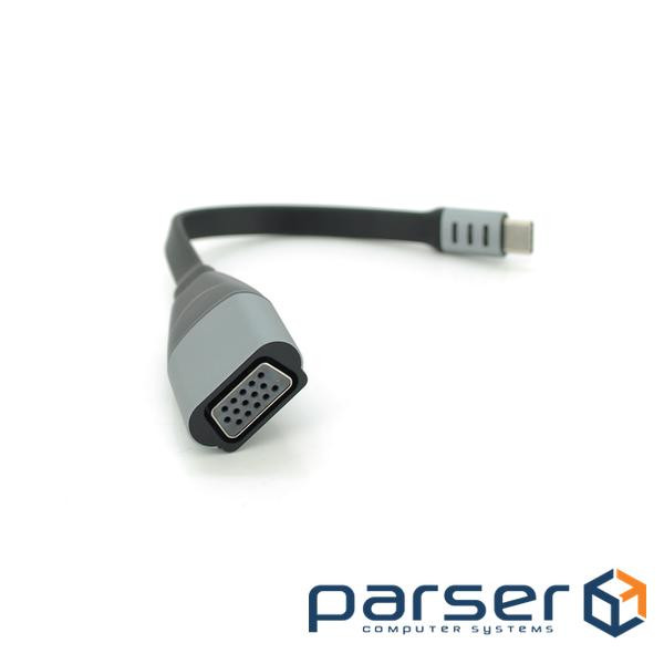 Конвертер Type-C (тато)/VGA(мама), 18cm, плоский , Black-gray (YT-Type-C(M) / VGA(F)-18cm)