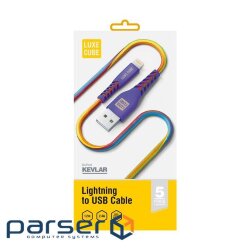 Cable Luxe Cube Kevlar USB-Lightning, 1.2m, rainbow (8886668686341)