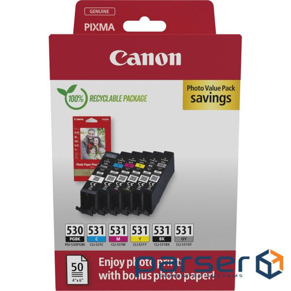 Картридж Canon PGI-530/CLI-531 Multipack BK,C,M,Y,GY (6117C004)