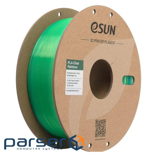 Пластик для 3D-принтера eSUN PLA Clear Rainbow 1,75mm 1kg Transl BLUE GREEN (PLA-CLRB175T-UG1P1)