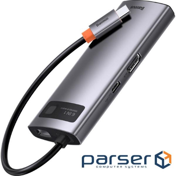 Порт-реплікатор BASEUS Metal Gleam Series 6-in-1 Multifunctional Type-C HUB Docking Sta (CAHUB-CW0G)