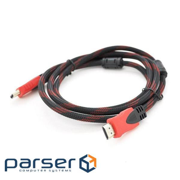 Multimedia cable HDMI to HDMI 1.8m v1.4, OD-7.4mm Black/RED Merlion (YT-HDMI(M)/(M)NY/RD-1.8m)