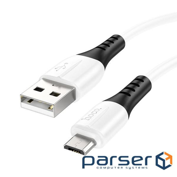 Кабель HOCO X82 USB to Micro 2.4A, 1m, silicone, silicone connectors, White (6931474768568)