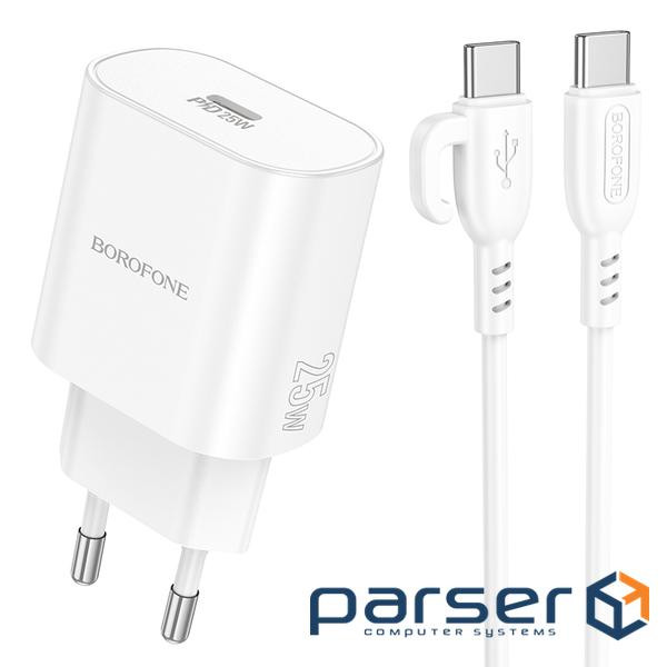 Набір BOROFONE BA82A СЗУ USB-C+ кабель Type-C, PD25W, 1м, White, Box (BOROFONE BA82A / W)