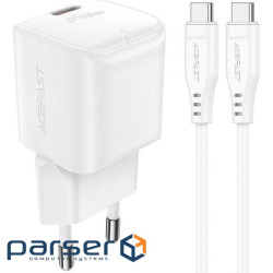 Зарядний пристрій USB-C 30W Gan A77 mini + USB-C cable Fast Charger White Acefast (6974316282853) USB-C 30W Gan A77 mini + USB-C cable Fast Charger White Acefast (6974316282853)