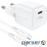 Зарядний пристрій Acefast USB-C 30W Gan A77 mini + USB-C cable Fast Charger White (6974316282853)