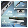 Концентратор AXAGON USB-C to 2xUSB-A + 1xUSB-C + HDMI + RJ45 + PD100W 0.2m grey (HMC-6GLN)