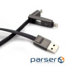 Кабель Remax RC-042t Strive USB - Lightning + micro USB (M/M), 1 м , Black (6954851272939)