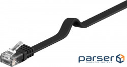 Патч-корд неекранований RJ45 UTP6 1.0m, patch Flat OD 1.5x6.0mm Cu,чорний (75.09.5380-10)