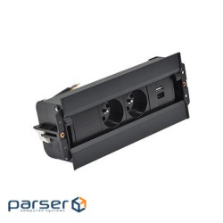 Розетк блок Simon486: 2x250В тип F, зарядн пристрій 2xUSB тип A+C, чорний (48630F20B000000-44)