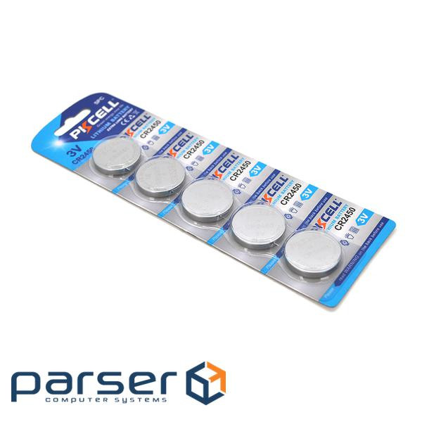 Батарейка літієва PKCELL CR2450, 5 шт у блістері (упак.100 штук) ціна за блист . Q30 (PC/CR2450)