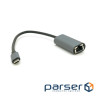 Конвертер Type-C (тато)/RJ-45(мама), 18cm, круглий , chip:RTL8153, 1000 (YT-Type-C(M) / RJ-45(F)-G)