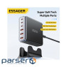 Зарядний пристрій Essager 3xUSB-C + 3xUSB-A 85W GaN black (EZC85W-SXB0G-Z)