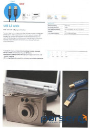 Кабель принтера USB2.0 A-B M/M 3.0m,Casual D=3.7mm 80xWires,синій (75.07.0097-1) (75.07.0097-1)