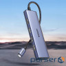 Концентратор Ugreen USB-C 6-in-1 3xUSB 3.0 + HDMI 4K@30Hz + SD/TF silver (20956A)
