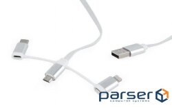 Дата кабель USB 2.0 AM to Lightning + Micro 5P + Type-C 1.0m Cablexpert (CC-USB2-AMLM32-1M-W)