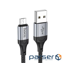 Кабель HOCO X102 USB to Micro 2.4A, 1m, nylon, aluminum connectors, Black (6942007608763)