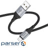 Кабель HOCO X102 USB to Micro 2.4A, 1m, nylon, aluminum connectors, Black (6942007608763)