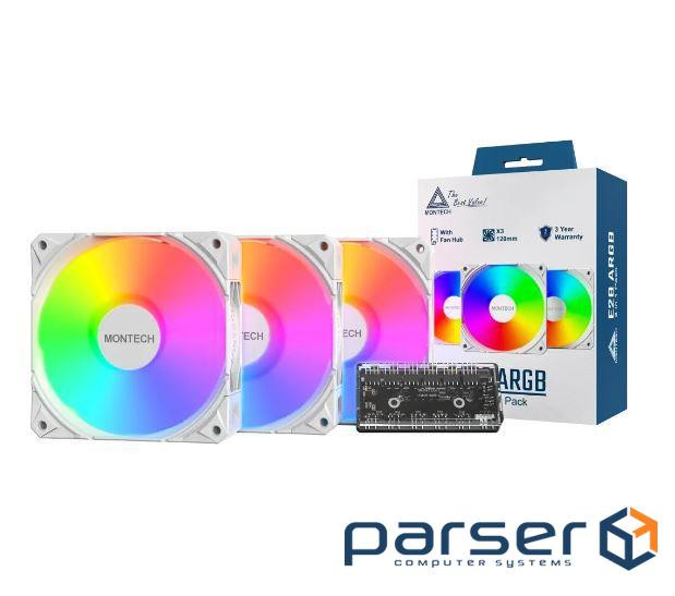 Набір із трьох вентиляторів для корпусу 120MM E28 ARGB 3 PACK (W) MONTECH