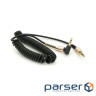 Кабель AUX Audio DC3.5 тато-тато 1.5м пружина, CCA Stereo Jack, (круглий ) (YT-AUXSGJ(M) / (M)-1.5-B)